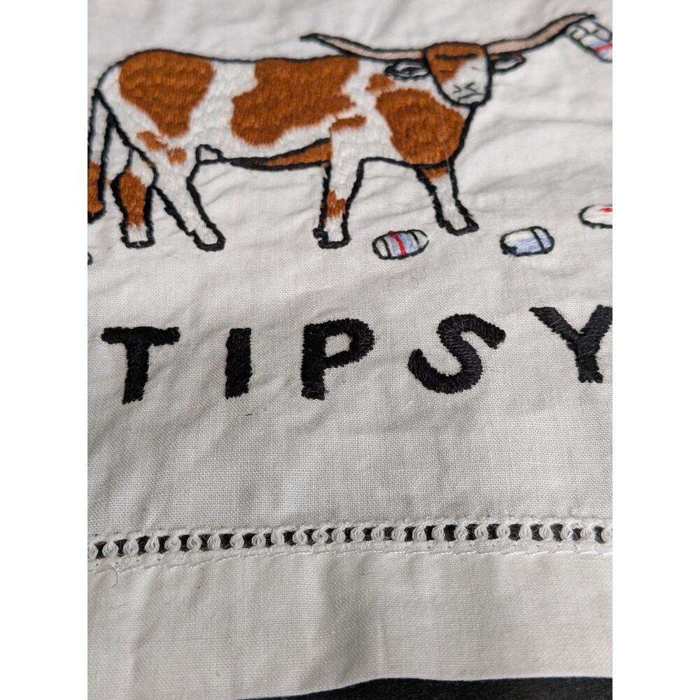 August Morgan Linen Cocktail Napkins Set Of 4 Animal Puns Hair of Dog Tipsy